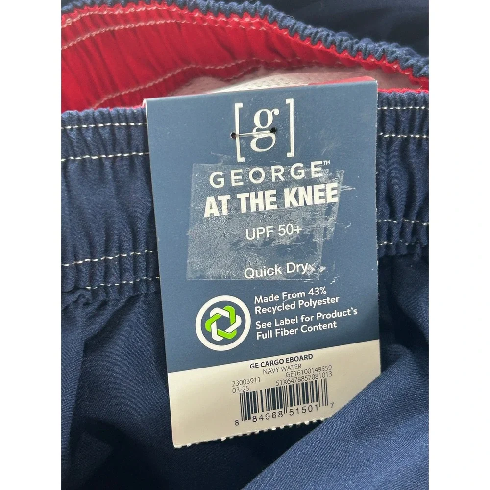 George‎ Mens Navy Blue Cargo Board Shorts Swim Trunks Size Small (28-30) NEW
